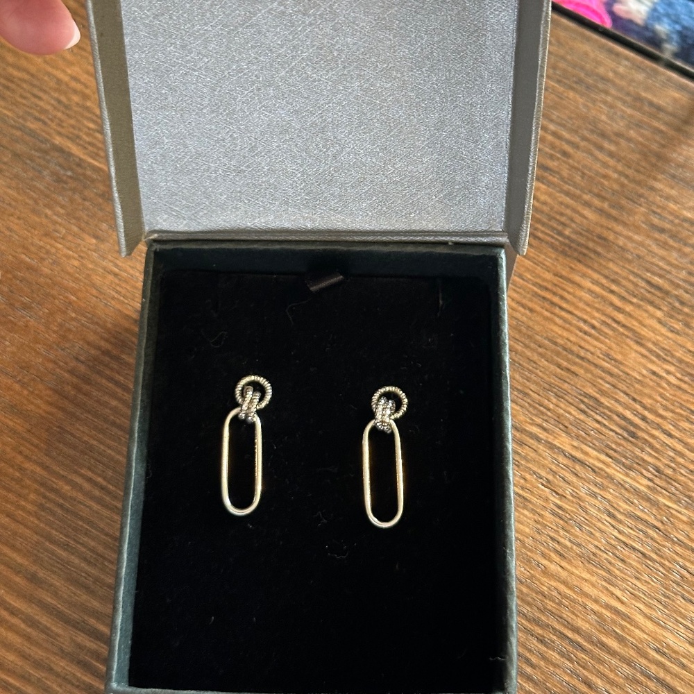 J - Frederic Duclos Sterling Silver Solo Paper Clip Earrings